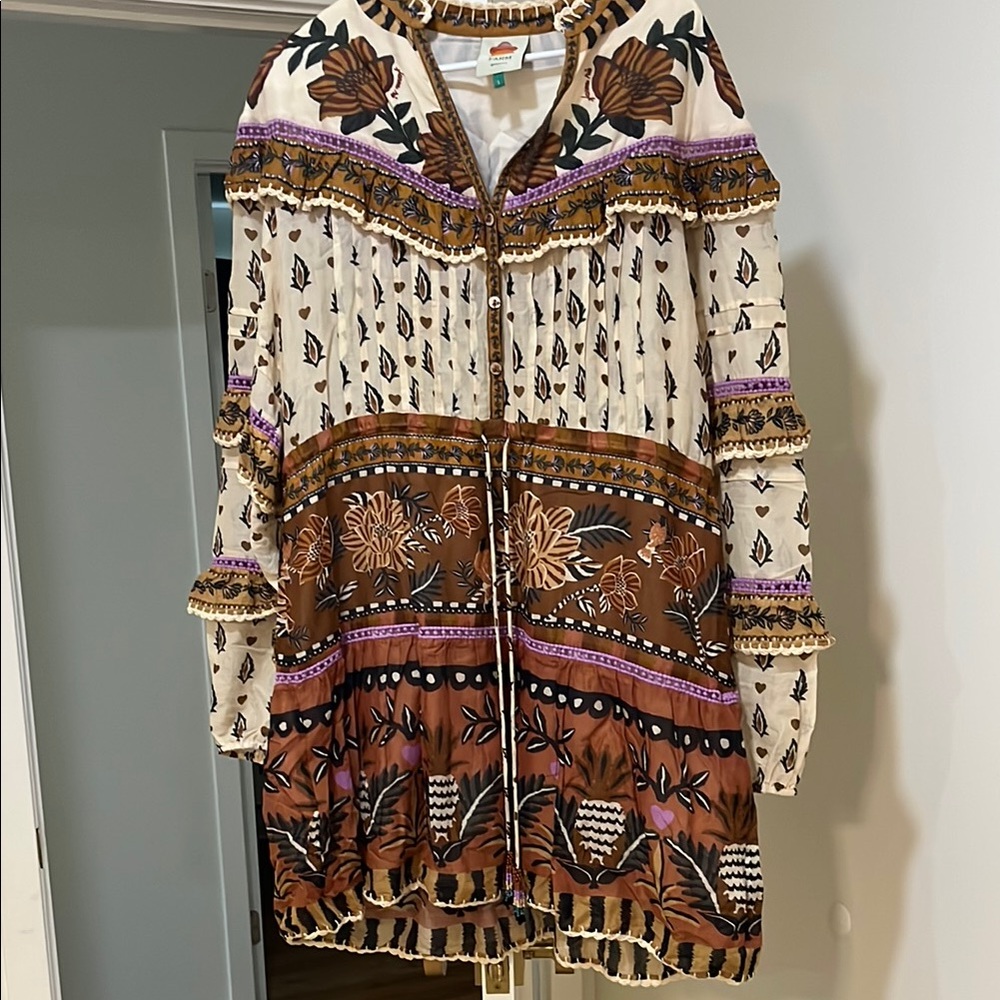 Farm Rio mini dress AINIKA FLORAL BEIGE